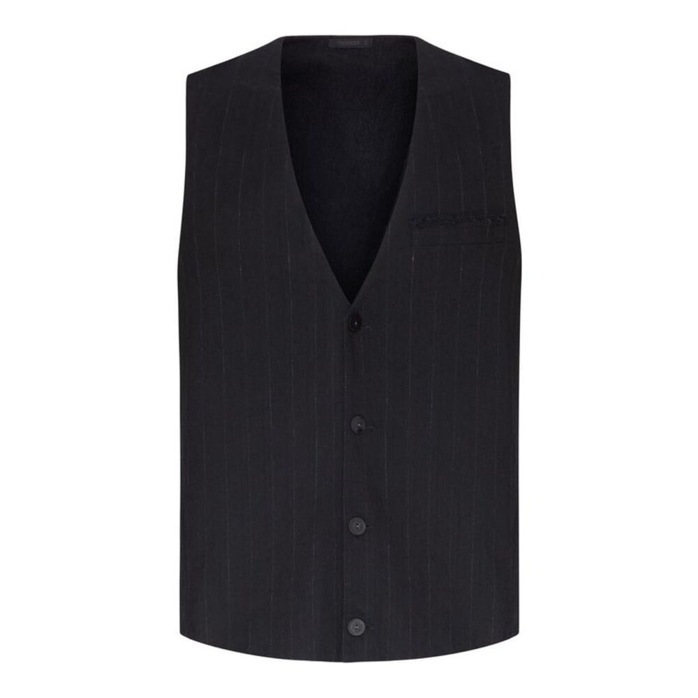 Transit Men Black Pinstriped Vest